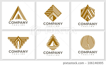 Luxury gold line letter A logo design template. Elegance initial A logo branding 106146995