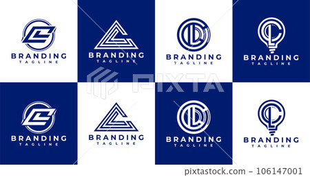 Minimalist line letter C L CL LC logo design set. Modern initial LC CL logo Minimalist line letter C L CL LC logo design set. Modern initial LC CL logo 106147001
