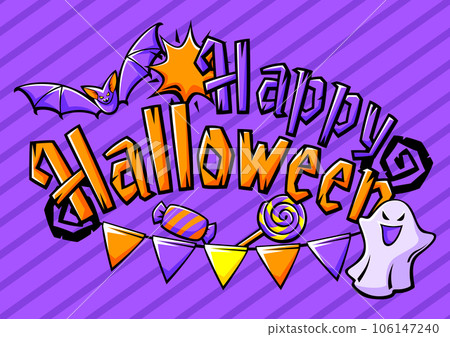 Happy Halloween card. Holiday background with celebration items. Happy Halloween card. Holiday background with celebration items. 106147240