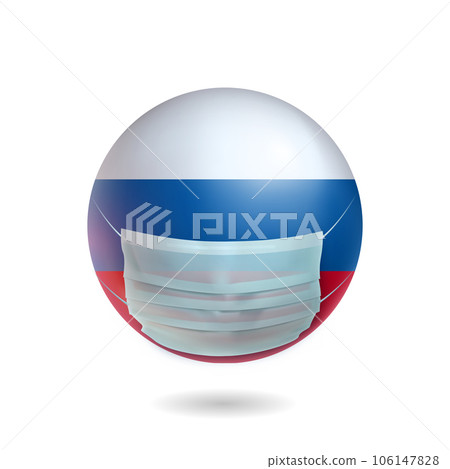 Russia coronavirus pandemic icon with medical mask Russia coronavirus pandemic icon with medical mask 106147828
