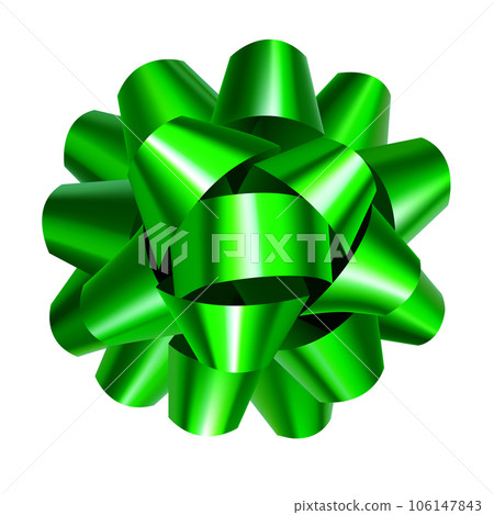 Bright green ribbon bow isolated on white Bright green ribbon bow isolated on white 106147843