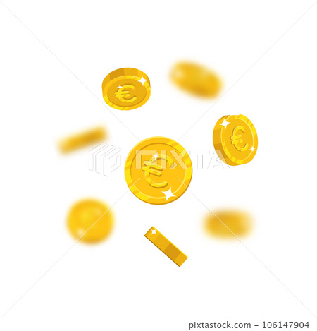 Gold euro flying cartoon isolated Gold euro flying cartoon isolated 106147904