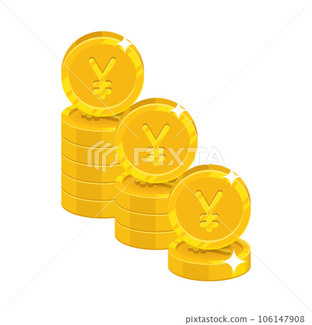 Piles gold Chinese yuan or Japanese yen isolated cartoon icon 106147908