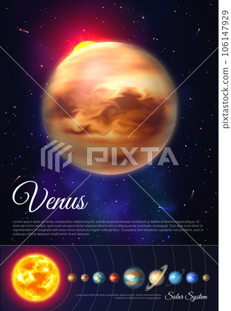 Venus planet colorful poster with solar system 106147929