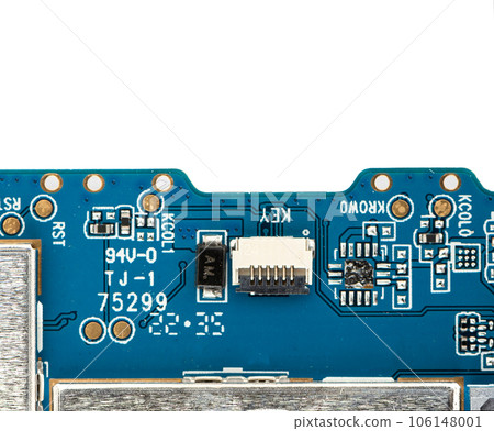 Part of the printed circuit board on a white background. 106148001