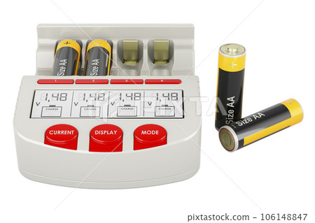 AA AAA Battery Charger for rechargeable batteries, 3D rendering 106148847