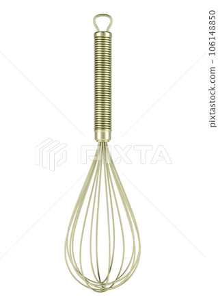 Metallic balloon whisk, front view. 3D rendering Metallic balloon whisk, front view. 3D rendering 106148850
