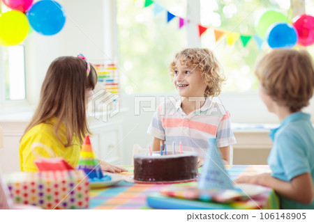 Child birthday party cake. Family with kids. Child birthday party cake. Family with kids. 106148905