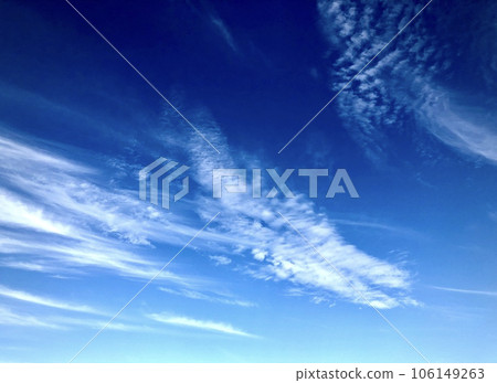 Piece of indigo blue sky during the day with white clouds in summer day 106149263
