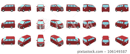 汽車插畫素材變形麵包車深紅色24件套 汽車插畫素材變形麵包車深紅色24件套 106149387
