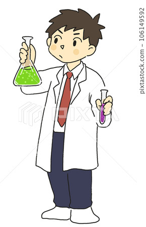 Science department, club activities, culture department, boy wearing a white coat and doing an experiment 106149592