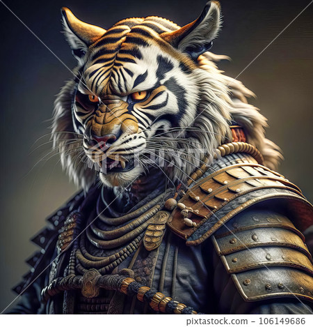 Noble tiger samurai in armor, tiger samurai on guard Noble tiger samurai in armor, tiger samurai on guard 106149686