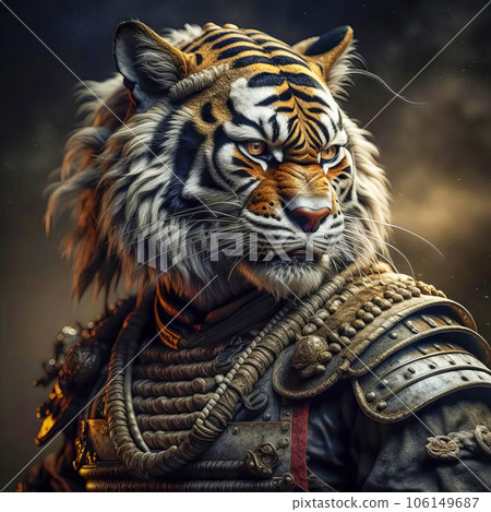Noble tiger samurai in armor, tiger samurai on guard Noble tiger samurai in armor, tiger samurai on guard 106149687