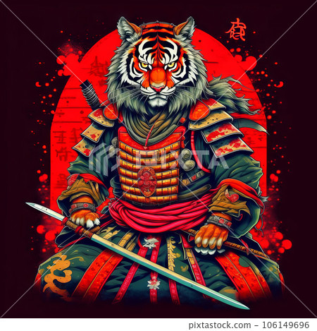 Noble tiger samurai in armor, tiger samurai on guard Noble tiger samurai in armor, tiger samurai on guard 106149696