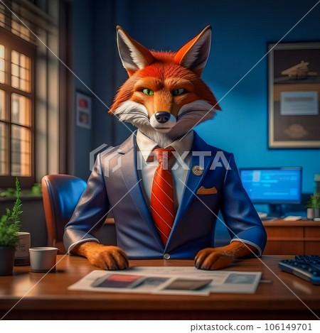 Serious fox, manager, fox boss in a suit 106149701