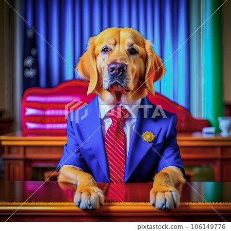 The president of the dog, the official representative of the dog, sits at his desk 106149776