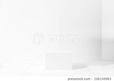 Minimal cosmetic product presentation white scene with square podium. Minimal cosmetic product presentation white scene with square podium. 106149965