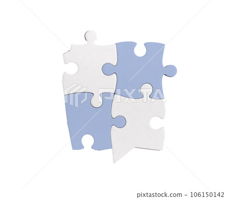 Four connected puzzle pieces isolated Four connected puzzle pieces isolated 106150142