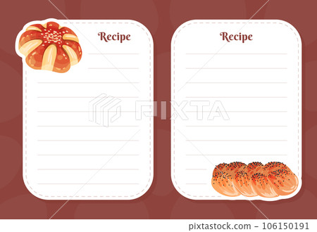 Recipe Card with Baked Product and Sweet Pastry Vector Template 106150191