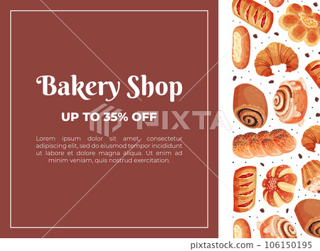 Baked Product Banner Design with Sweet Bun and Pastry Vector Template Baked Product Banner Design with Sweet Bun and Pastry Vector Template 106150195