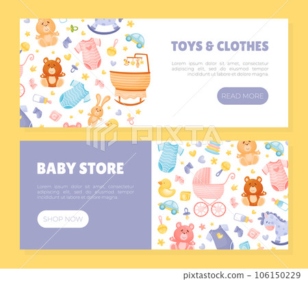 Baby Things and Objects Store Banner Design Vector Template Baby Things and Objects Store Banner Design Vector Template 106150229
