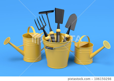 Shopping plastic basket for groceries with kraft paper bag on blue background. Shopping plastic basket for groceries with kraft paper bag on blue background. 106150298