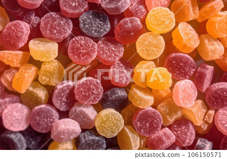 Close-up texture of yellow, red and pink multivitamin tablets Close-up texture of yellow, red and pink multivitamin tablets 106150571