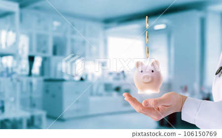 Concept of an open collection of donations and money for treatment. Concept of an open collection of donations and money for treatment. 106150769