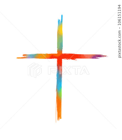Colored religious cross brushstroke. Vector illustration 106151194
