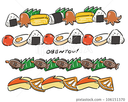 手繪風格線條插圖集便當配菜和食物 手繪風格線條插圖集便當配菜和食物 106151370