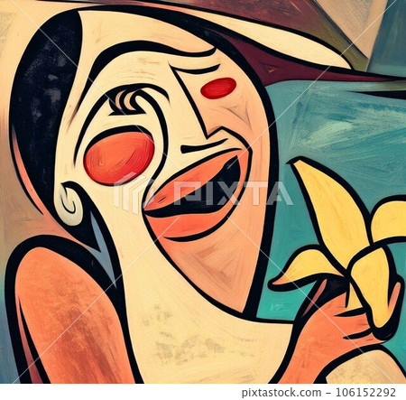 Woman happily eating fruit Woman happily eating fruit 106152292