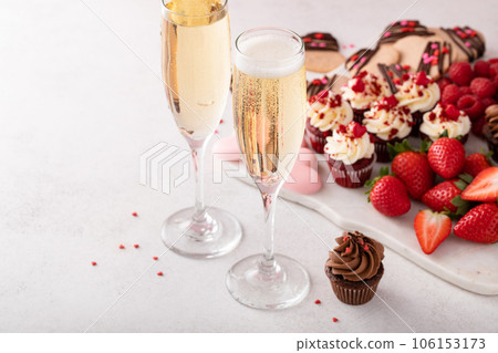 Champagne or sparkling wine for two for Valentines day Champagne or sparkling wine for two for Valentines day 106153173