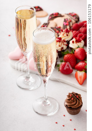 Champagne or sparkling wine for two for Valentines day Champagne or sparkling wine for two for Valentines day 106153179
