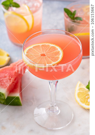 Watermelon and lemon drink, refreshing summer cocktail Watermelon and lemon drink, refreshing summer cocktail 106153667