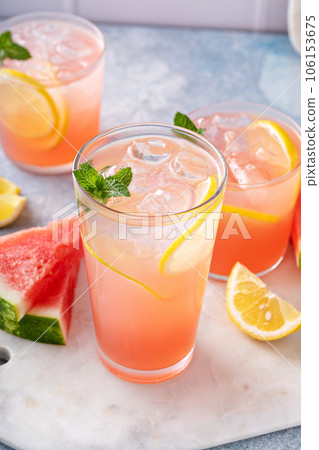 Watermelon lemonade or cocktail, refreshing summer drink Watermelon lemonade or cocktail, refreshing summer drink 106153675