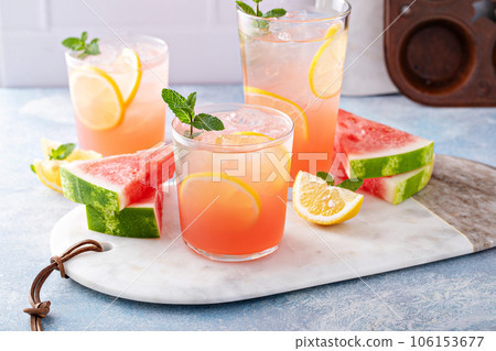 Watermelon lemonade or cocktail, refreshing summer drink Watermelon lemonade or cocktail, refreshing summer drink 106153677