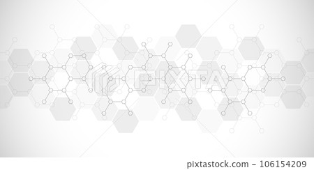 Illustration of the abstract background of molecules. Molecular structures or chemical engineering, genetic research, innovation technology. Scientific, technical, or medical concept Illustration of the abstract background of molecules. Molecular structures or chemical engineering, genetic research, innovation technology. Scientific, technical, or medical concept 106154209