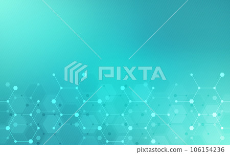 Illustration of the abstract background of molecules. Molecular structures or chemical engineering, genetic research, innovation technology. Scientific, technical, or medical concept 106154236