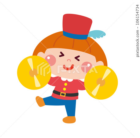 一個女孩敲鐃鈸的插圖 106154734