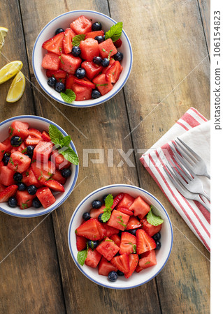 Juicy and refreshing summer fruit salad with watermelon 106154823