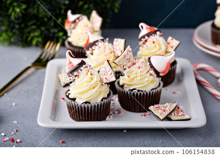 Peppermint bark and chocolate cupcakes for Christmas 106154838