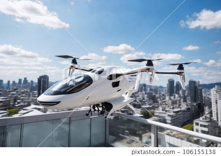 Drone taxis active in urban areas Flying cars AI-generated images Drone taxis active in urban areas Flying cars AI-generated images 106155138