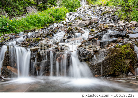 Long exposure photo taken from below Vidae Falls at Crater Lake National Park in Oregon Long exposure photo taken from below Vidae Falls at Crater Lake National Park in Oregon 106155222