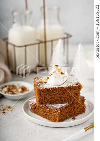 Gingerbread spiced bars with powdered sugar for Christmas 106155622