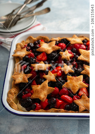 Berry pie decorated with stars for the 4th of July 106155643