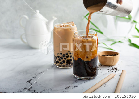 Boba Milk Tea Tall Glass Ice Stock Photo 1996536626