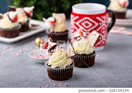 Peppermint bark and chocolate cupcakes for Christmas 106156194