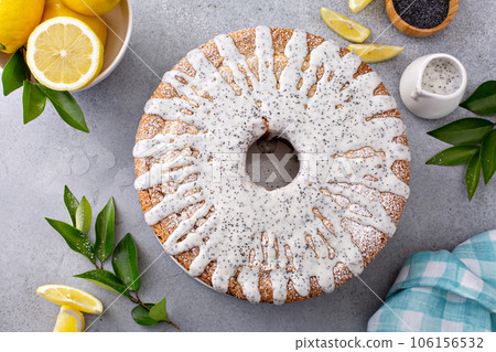 Lemon Poppy Seed Pound Cake with powdered sugar glaze Lemon Poppy Seed Pound Cake with powdered sugar glaze 106156532