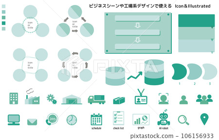 A set of illustrations and icons that can be used for business and factory design (green) A set of illustrations and icons that can be used for business and factory design (green) 106156933