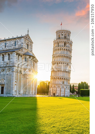 The Leaning Tower in Pisa, Italy sunrise 106157950